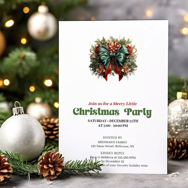 Refined Victorian Christmas bow party invite Einladung (Refined Victorian Christmas angel party invite

)