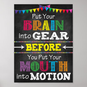 Réfléchissez avant de parler Poster imprimable
