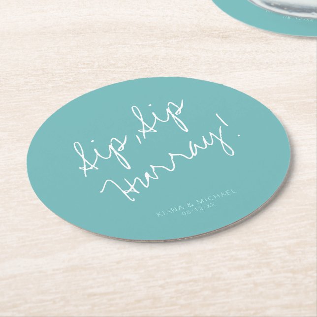 Reflections Wedding Hurray Aquamarin ID774 Runder Pappuntersetzer (Angewinkelt)