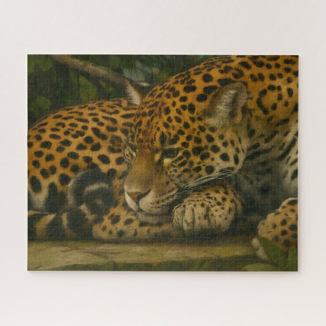 Reflective Jaguar - Serene Wildlife Art Print (Horizontal)