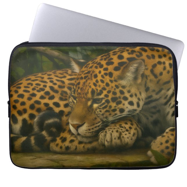 Reflective Jaguar - Serene Wildlife Art Print Laptopschutzhülle (Vorderseite)