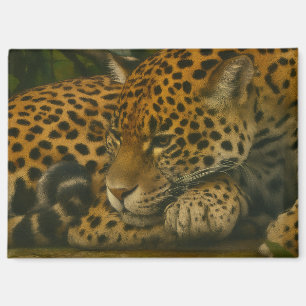 Reflective Jaguar - Serene Wildlife Art Print Magnet