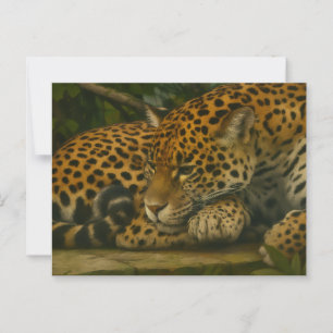 Reflective Jaguar - Serene Wildlife Art Print Postkarte