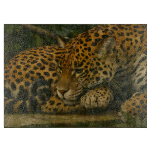 Reflective Jaguar - Serene Wildlife Art Print Schneidebrett