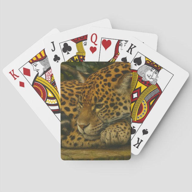 Reflective Jaguar - Serene Wildlife Art Print Spielkarten (Rückseite)