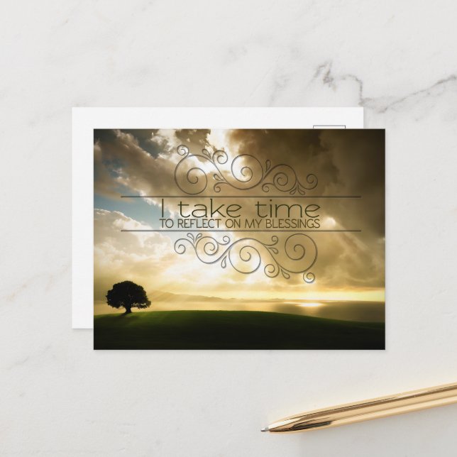 "Reflektieren auf Segnungen" Motivation Affirmatio Postkarte (Vorderseite/Rückseite Beispiel)
