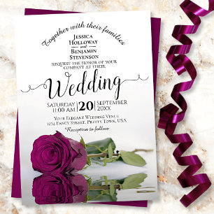 Reflektieren Cassis Lila Rose Elegante Hochzeit Einladung