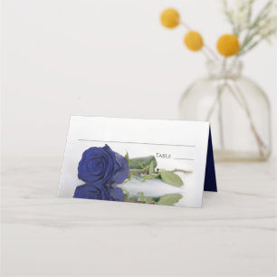 Reflektieren der Hochzeitsnotiz in Navy Blue Rose Platzkarte