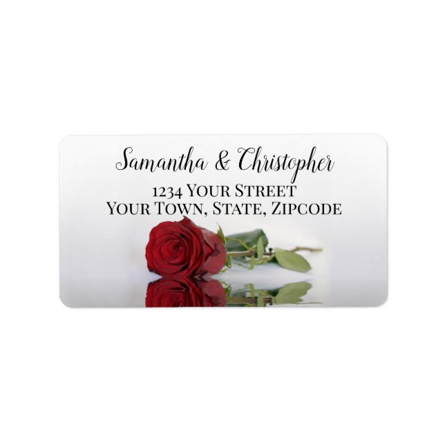Reflektieren der Rote Rose Elegante Hochzeitsadres Adressaufkleber (Vorne)