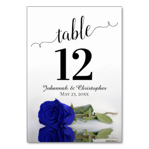 Reflektieren der Royal Blue Rose Elegante Hochzeit Tischnummer