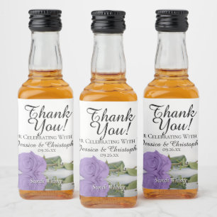 Reflektieren Lavender Rose Hochzeit Danke Mini Alkoholflaschenetikett