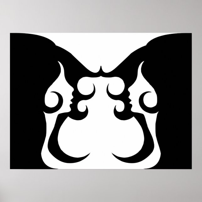 Reflektierende Deco-Mod-Frau Poster (Vorne)