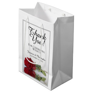 Reflektierende Rote Rose Hochzeit Vielen Dank Mittlere Geschenktüte