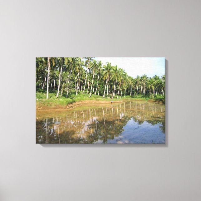 Reflektierte Palmbaumen Leinwanddruck (Vorderseite)