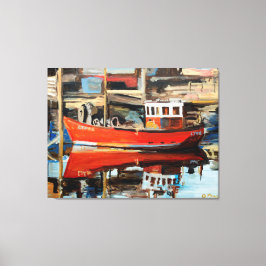 Reflektion des Bootes Leinwanddruck