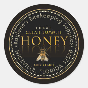 Reflektion des Honey-Labels mit Biene Runder Aufkleber