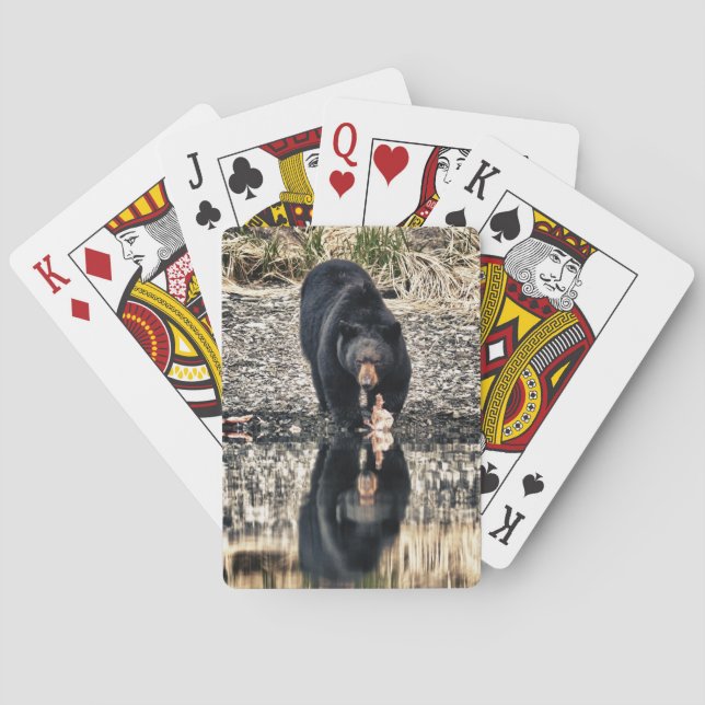 Reflektion des schwarzen Bären Spielkarten (Rückseite)