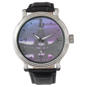 Reflektion des Vintagen Paris-Eiffel-Turms Armbanduhr