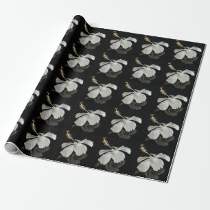 Reflektion des weißen Hibiskus über das schwarze U Geschenkpapier