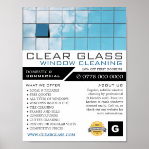 Reflektion, Fensterreiniger, Reinigung der Werbung Poster