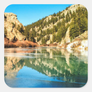 Reflektion im Elevenmile Canyon Quadratischer Aufkleber