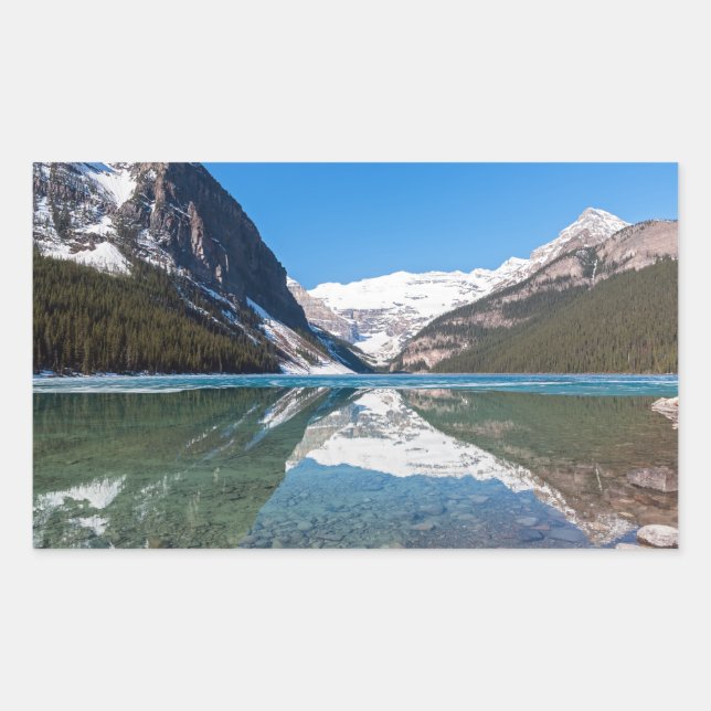 Reflektion über Lake Louise - Banff NP, Kanada Rechteckiger Aufkleber (Vorderseite)