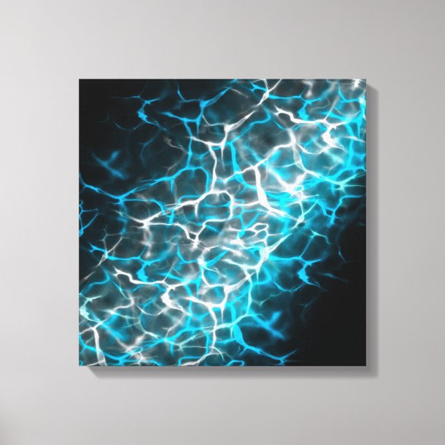 Reflektion von blau-weißem Blitz Leinwanddruck (Vorderseite)