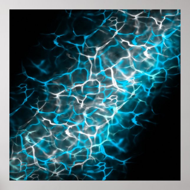 Reflektion von blau-weißem Blitz Poster (Vorne)