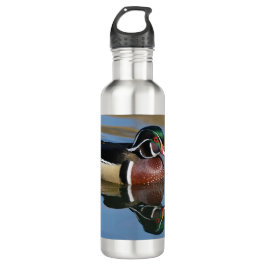 Reflektion von männlichen Holzhacken  Edelstahlflasche