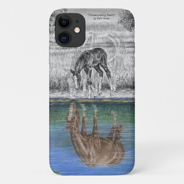 Reflektion von Pferden durch Foallwasser Case-Mate iPhone Hülle (Rückseite)