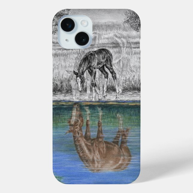 Reflektion von Pferden durch Foallwasser Case-Mate iPhone Hülle (Rückseite)