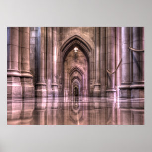 Reflektionen der nationalen Kathedrale von Washing Poster