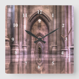 Reflektionen der nationalen Kathedrale von Washing Quadratische Wanduhr