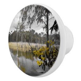 Reflektionen unter grauem Himmel Keramikknauf