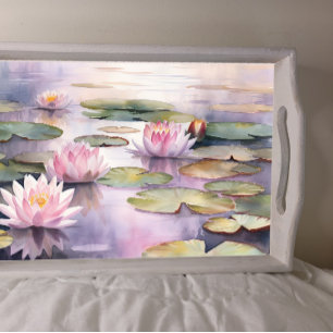 Reflektionen von Wasserlilien auf einer Teichdekou Seidenpapier
