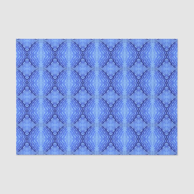 Reflektive blaue Wellen Moderne Kunst des abstrakt Seidenpapier (Vorderseite)