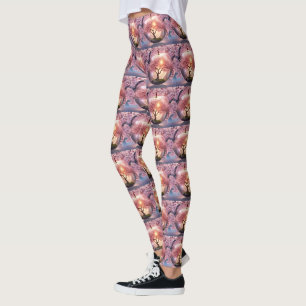 "Reflektive Schönheit: Glasapfel mit Blossom-Baum Leggings
