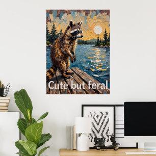 Reflektiver Prowler: Raccoon am Wasser Poster