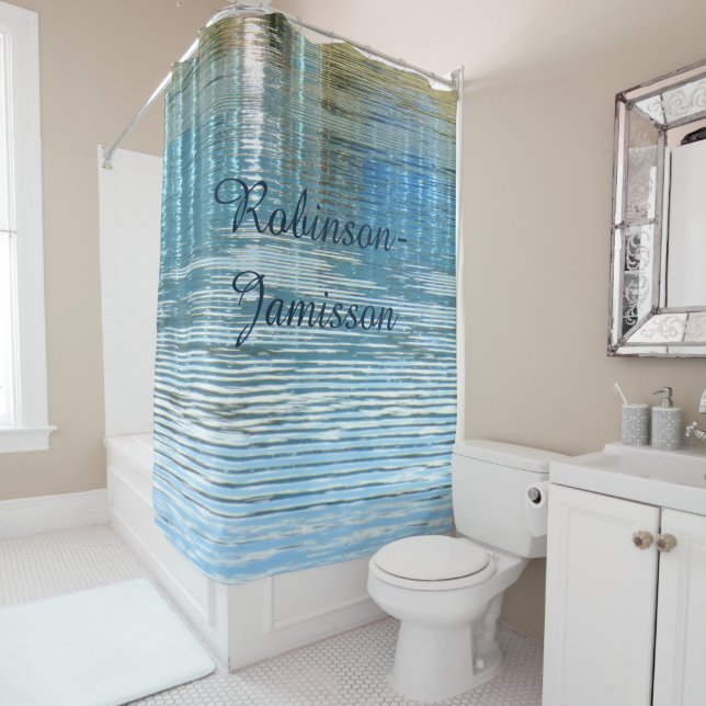 Réflexion Abstraite Rideau de douche Nom coupé (En situation)