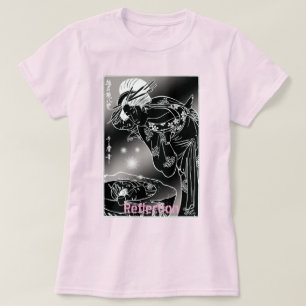 Reflexion – Japanischer Schwarz-Weiß-Siebdruck T-Shirt