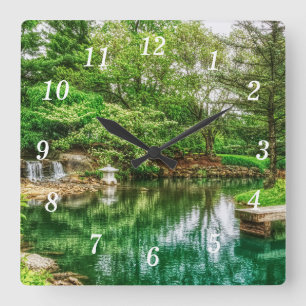 Réflexion vert printemps Horloge murale
