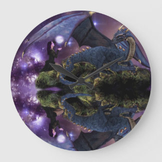 Reflexionen ein Drache-Pool Große Wanduhr