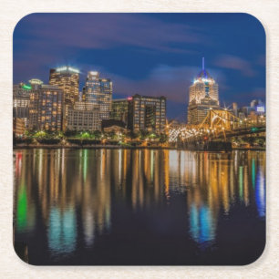 Reflexionen von Pittsburgh Rechteckiger Pappuntersetzer