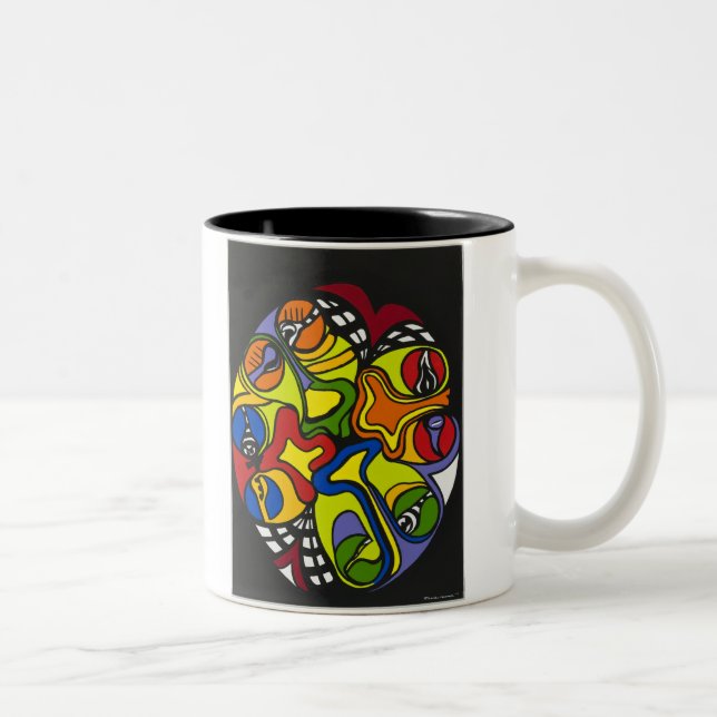 Reflexions-Tasse mit BENÖTIGE MIR COFF… Zweifarbige Tasse (Rechts)