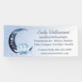 Reflexologie Blauer Lotus Blume Moon Banner