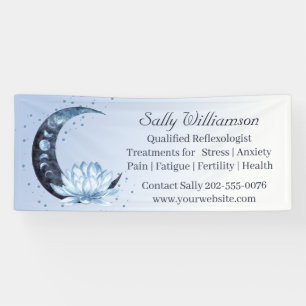 Reflexologie Blauer Lotus Blume Moon Banner