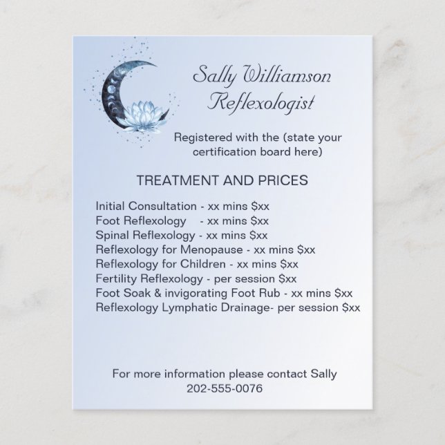 Reflexologie Blue Lotus Blume Business Marketing Flyer (Vorne)
