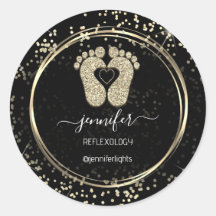 Reflexologie Herzfußbett Confetti Gold Glitzer Bla