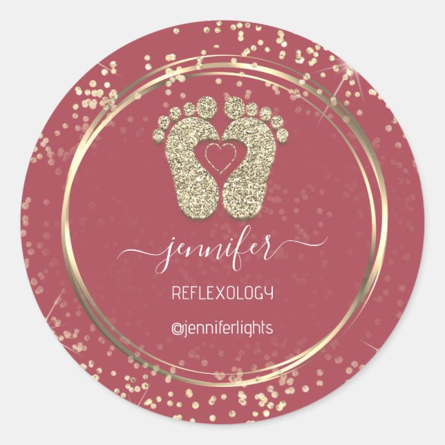 Reflexologie Herzinfarkt Rose Gold Confetti Runder Aufkleber (Vorderseite)