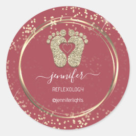 Reflexologie Herzinfarkt Rose Gold Confetti Runder Aufkleber